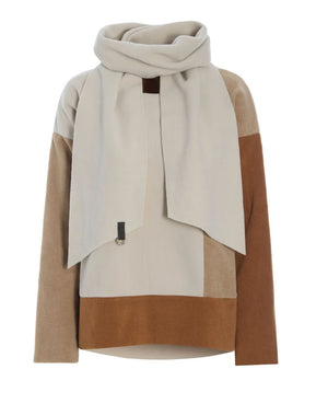 Color Block Fleece Top- Camel/Kit/Rust - 1412CKR