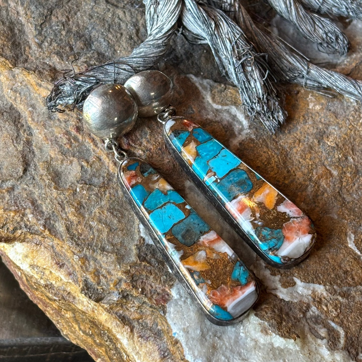 Composite Turquoise & Spiny Oyster Earring - EAZ123