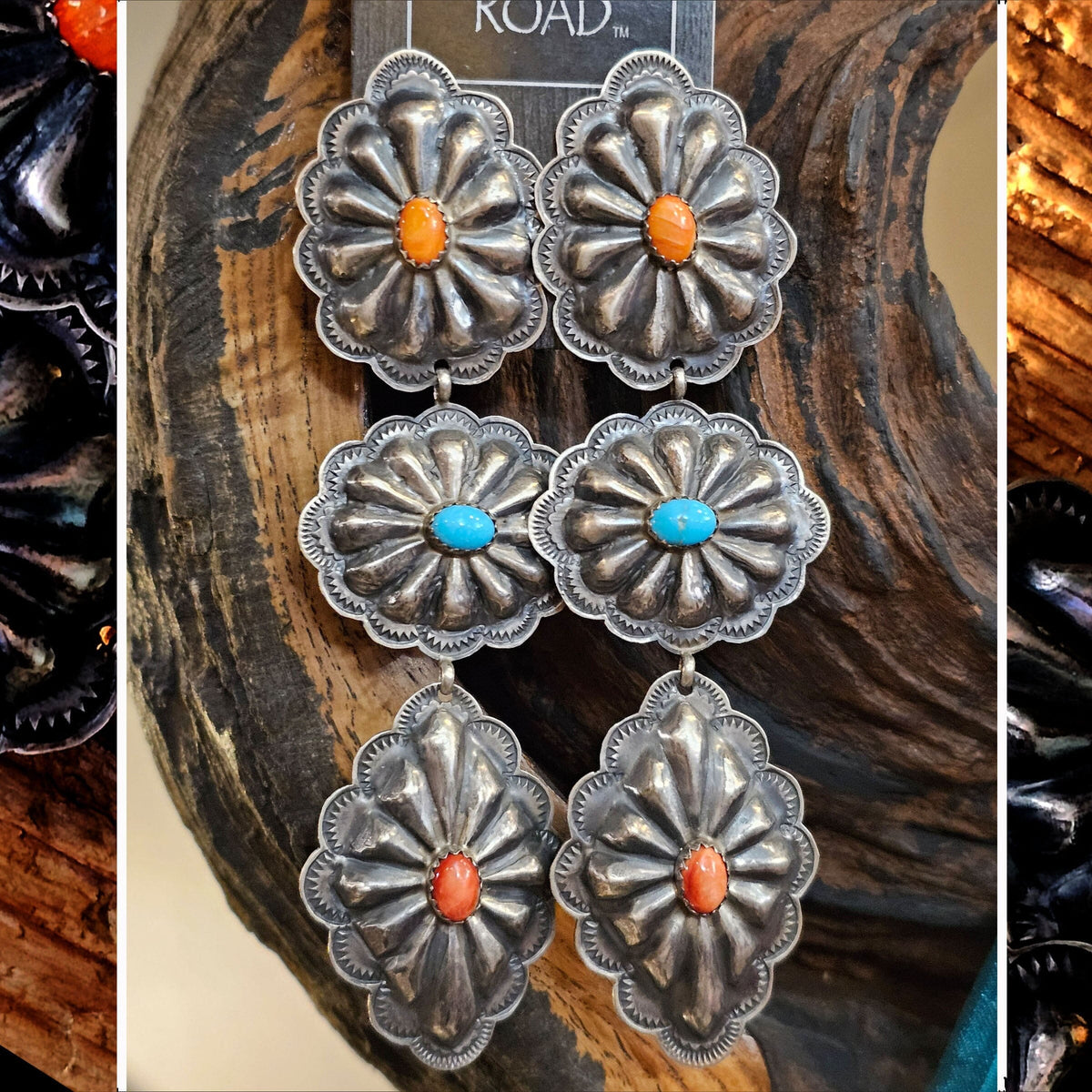 Concho 3-Tier Post Earrings - EAZ130