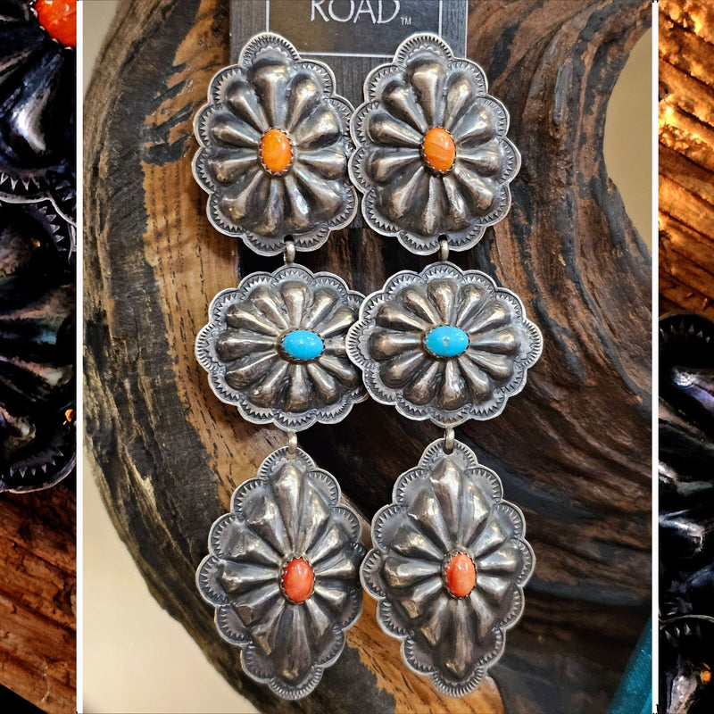 Concho 3-Tier Post Earrings - EAZ130
