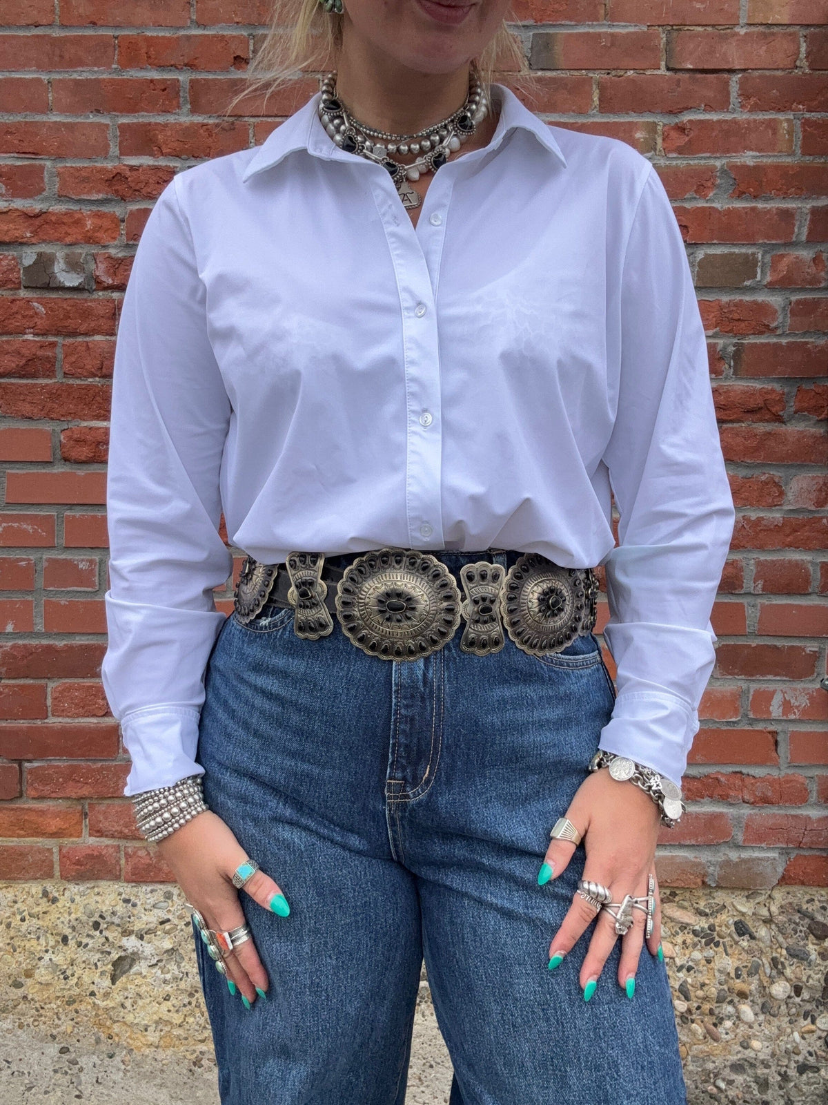 Connie Button Down - White - LY2435W