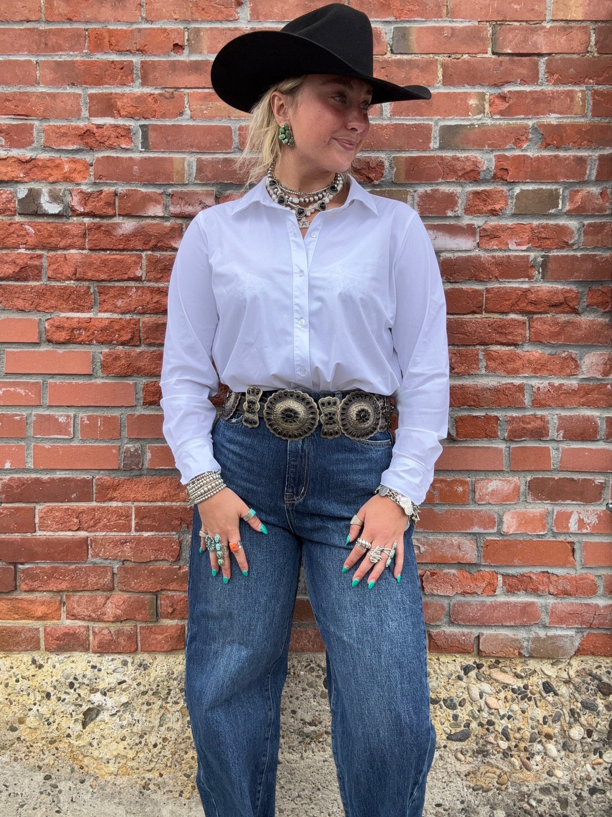 Connie Button Down - White - LY2435W