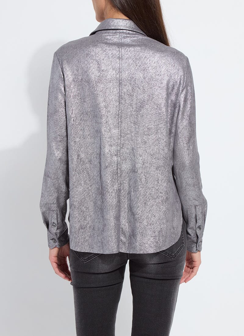 Connie Metalic Silver Faux Suede Blouse - Lysse' - LY3452