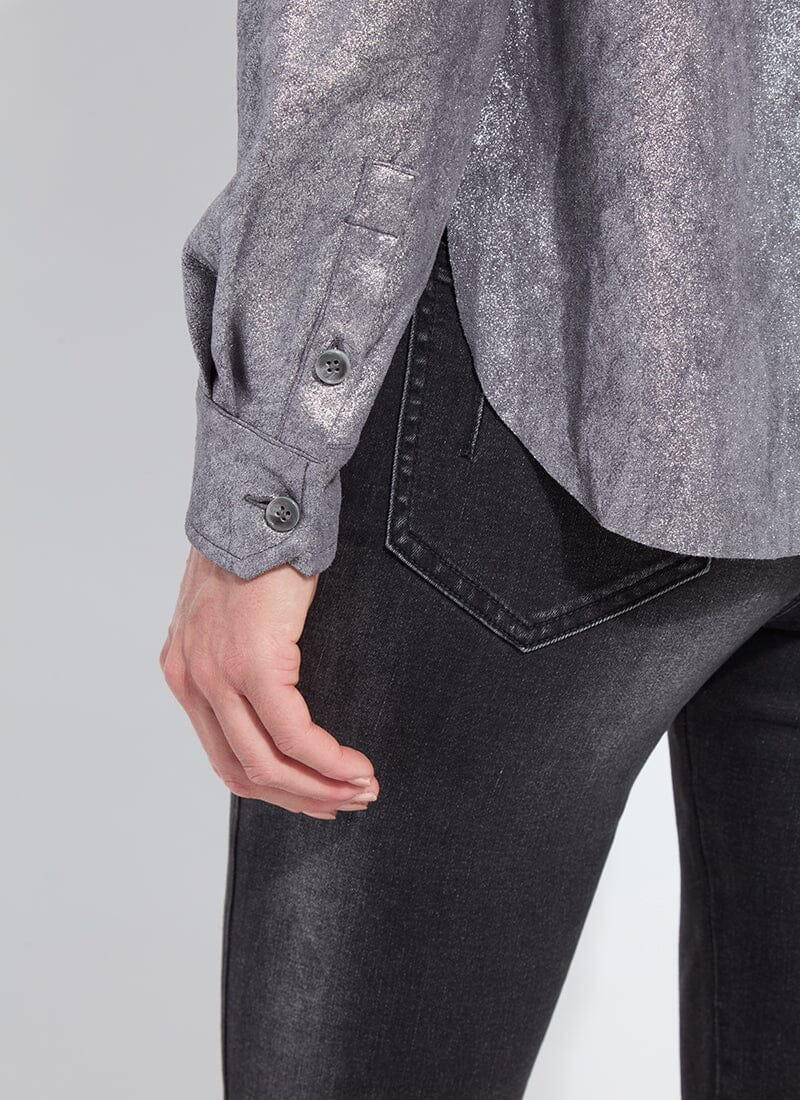 Connie Metalic Silver Faux Suede Blouse - Lysse' - LY3452