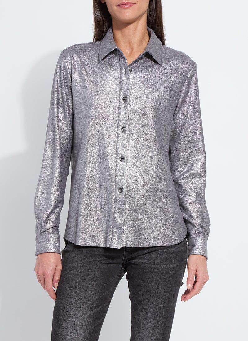 Connie Metalic Silver Faux Suede Blouse - Lysse' - LY3452