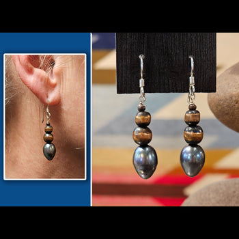 Copper Pearl & Pearl 3-Drop Earrings - ESZ127
