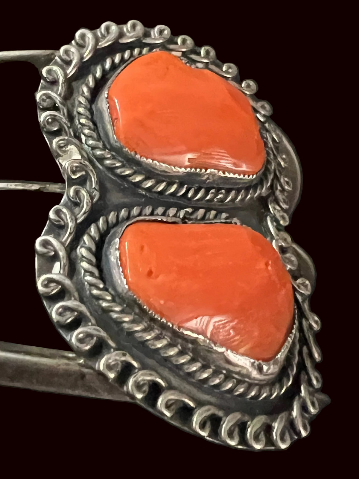 Coral 2 Stone/Sterling Silver Cuff - CMH207