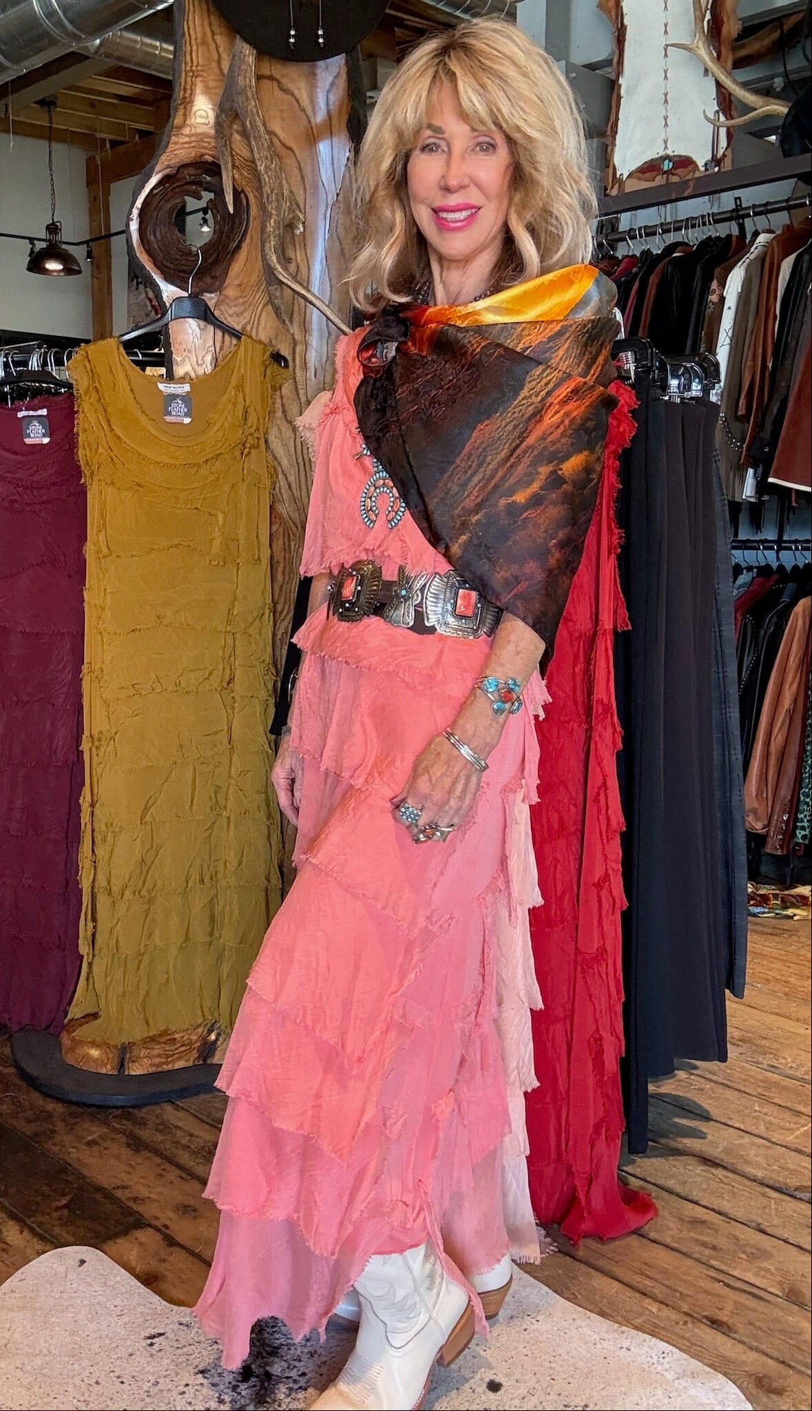 Coral Tiered Silk Maxi Dress - DGG2-CL