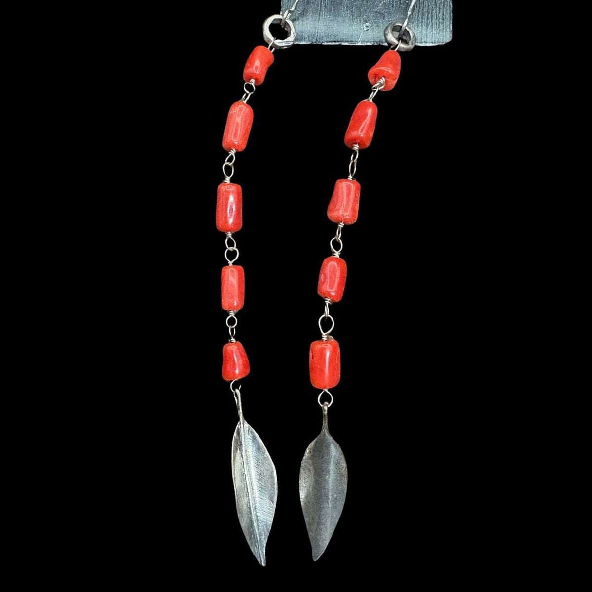 Coral W/Feather Earrings - EAR5