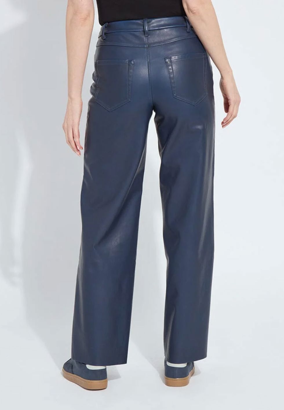 Cortina Navy Vegan Leather Pants - LY3688