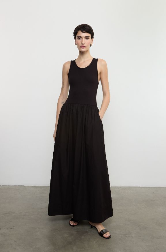 Cotton Resort Tank Dress - Black - 5598B