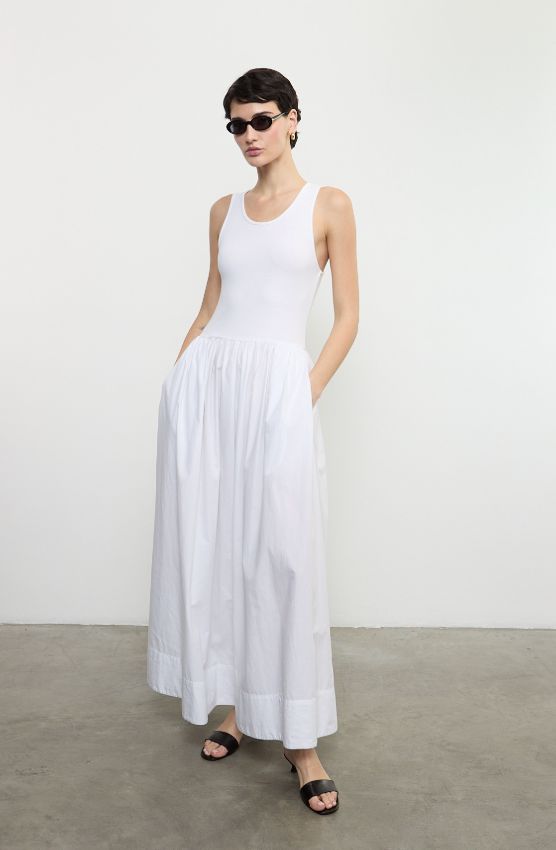 Cotton Resort Tank Dress - White - 5598W