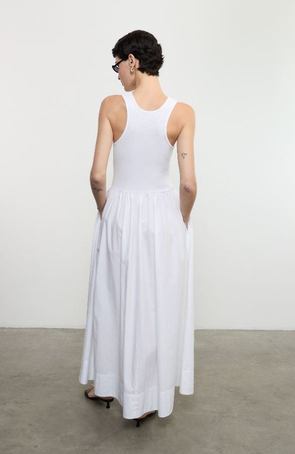 Cotton Resort Tank Dress - White - 5598W