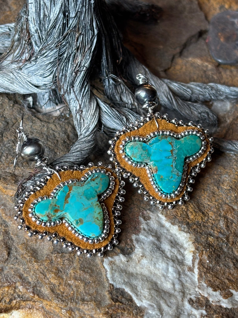 Cow Shaped Turquoise Earrings - ESZ314