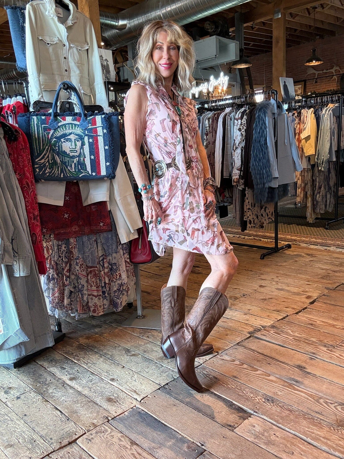 Cowboy Pink Sleeveless Mesh Dress - 4570CP