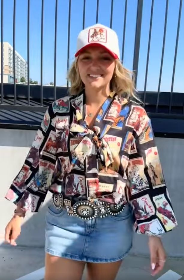 Cowboy Stamps Blouse - T1629CS