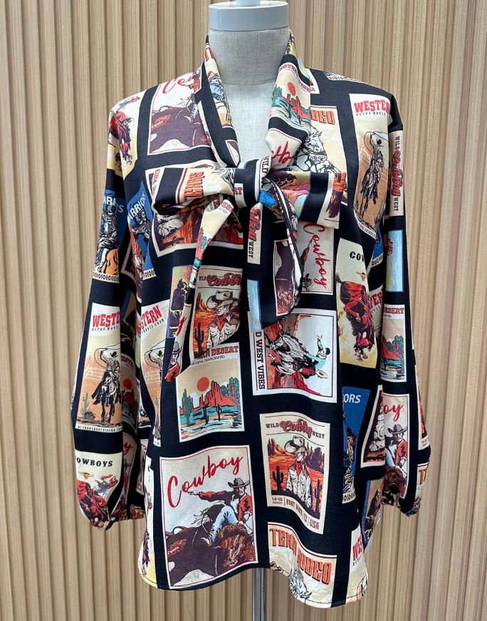 Cowboy Stamps Blouse - T1629CS