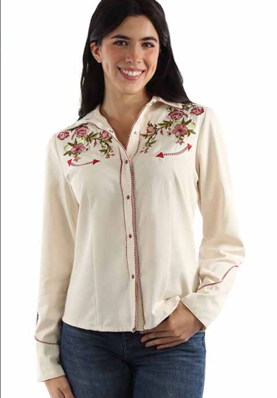 Cream Embroidered Blouse - PL922