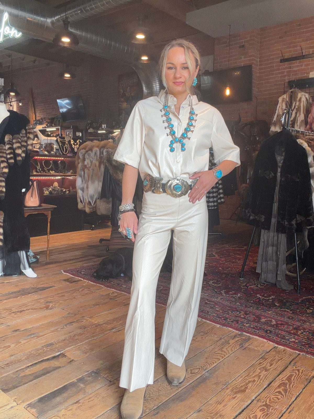 Cream Vegan Leather Shirt - DARCM