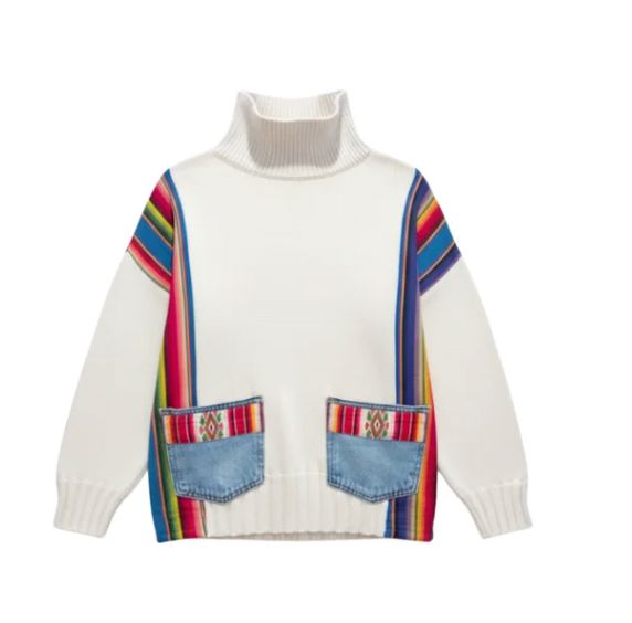 Cream/Denim Serape Festival Sweater - 5969CR