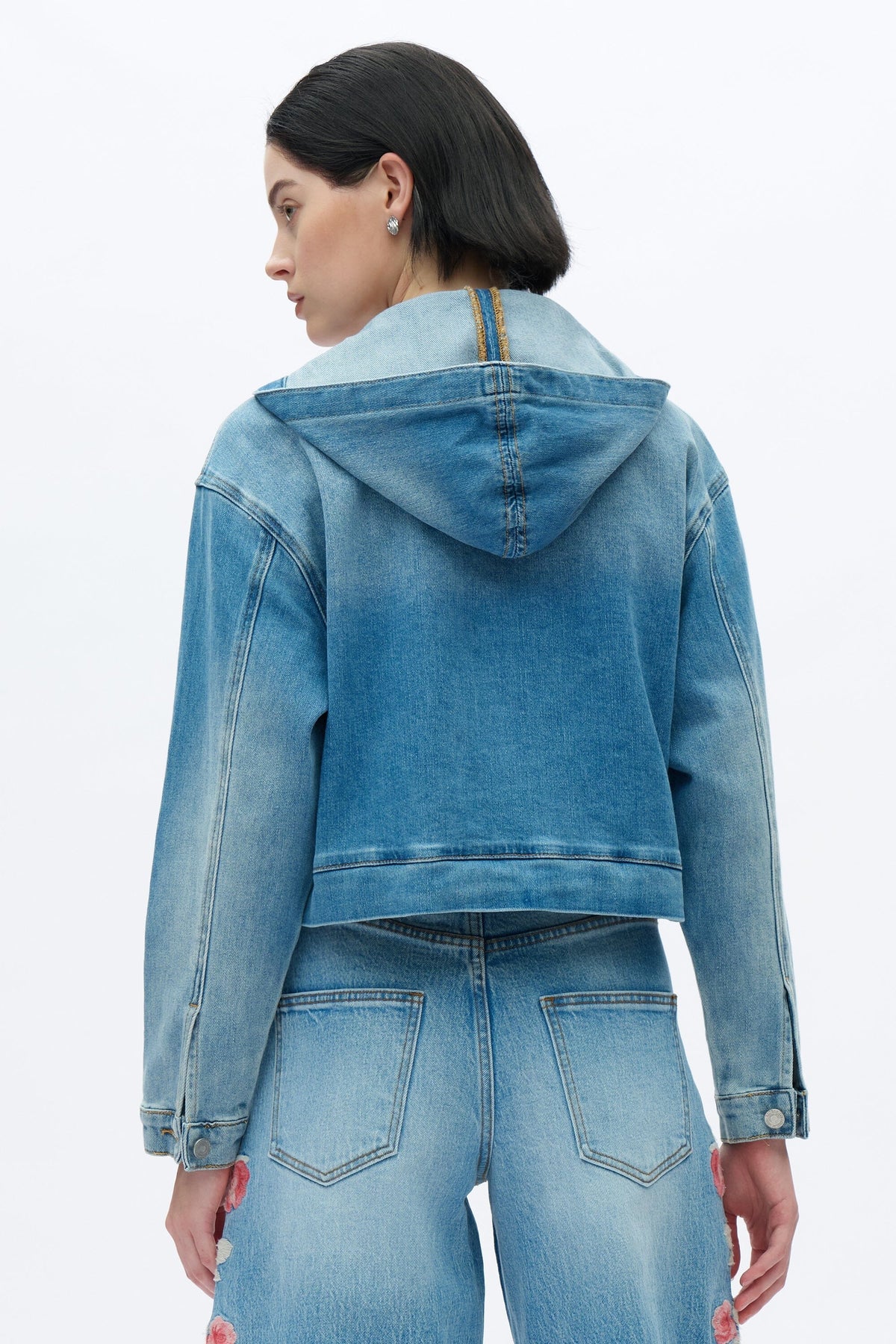 Cropped Denim Hoodie - BY9060
