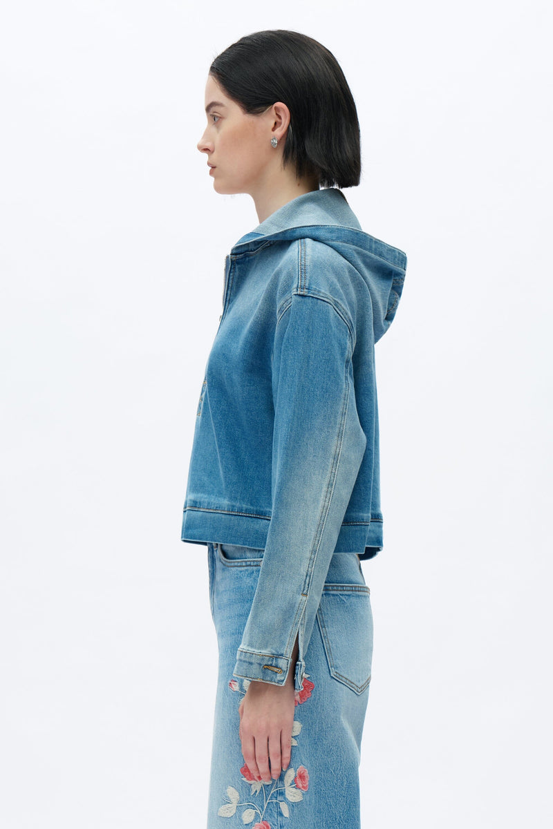 Cropped Denim Hoodie - BY9060