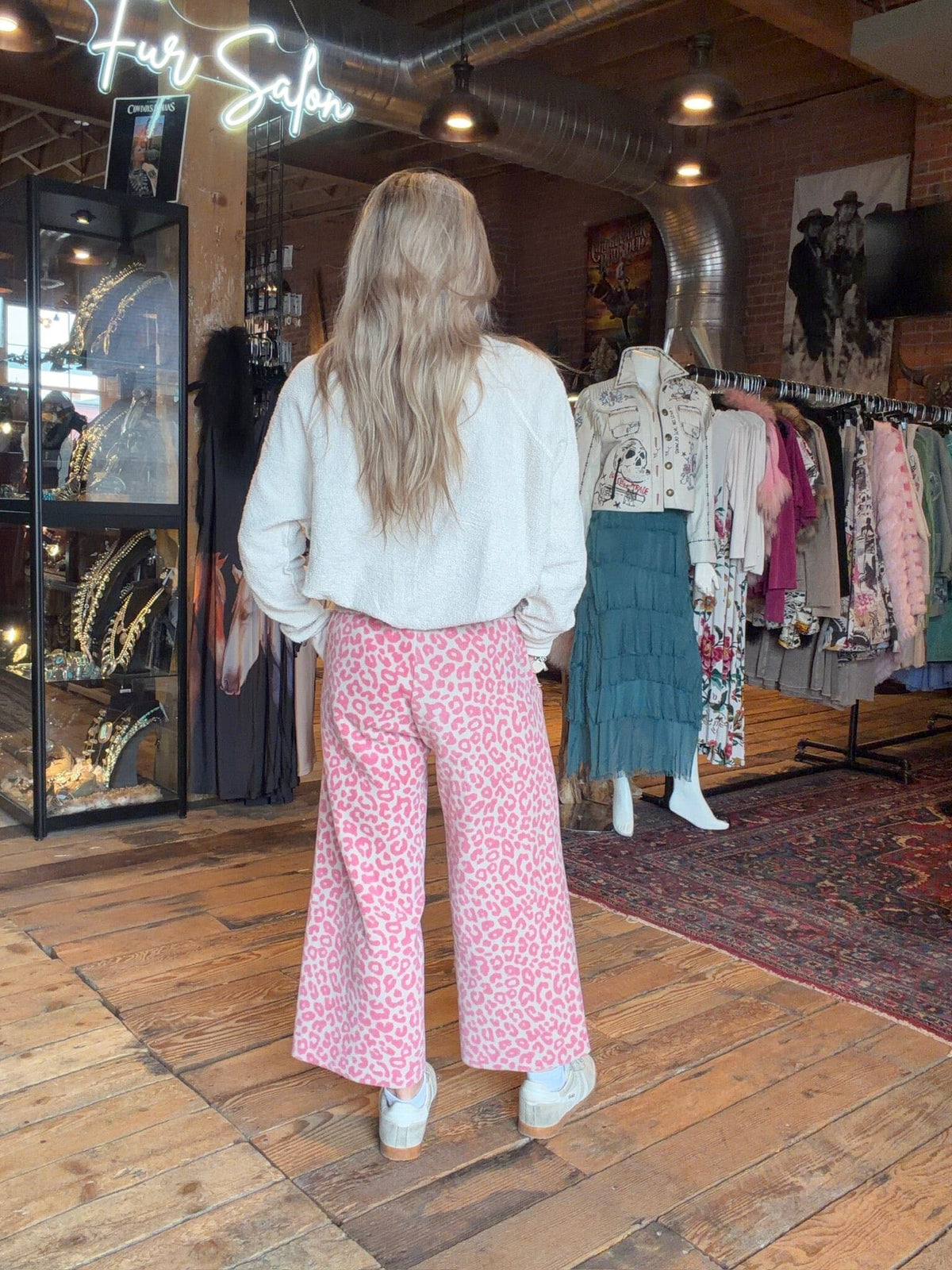 Cropped Fleece Pink Leo Pants - Henriette Steffensen - 2115PL