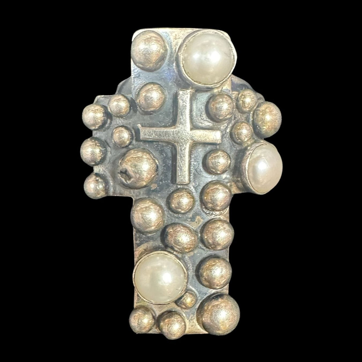 Cross Dot Pearl Ring - Size 8 - RMH427