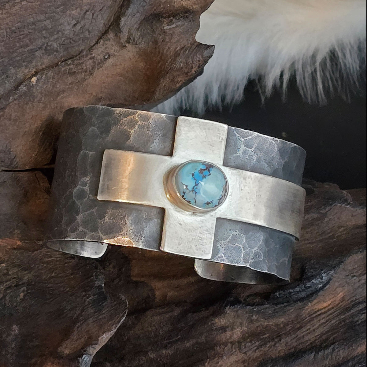 Cross "E" Sterling Silver & Turquoise Cuff - CSM1