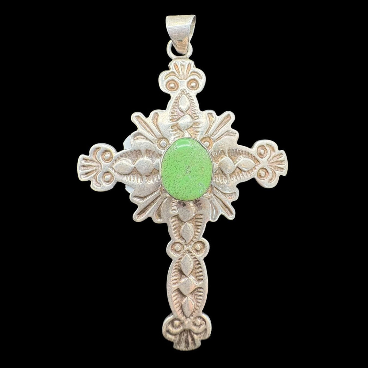 Cross Pendent Sterling w/ Green Turquoise Stone - PMH56