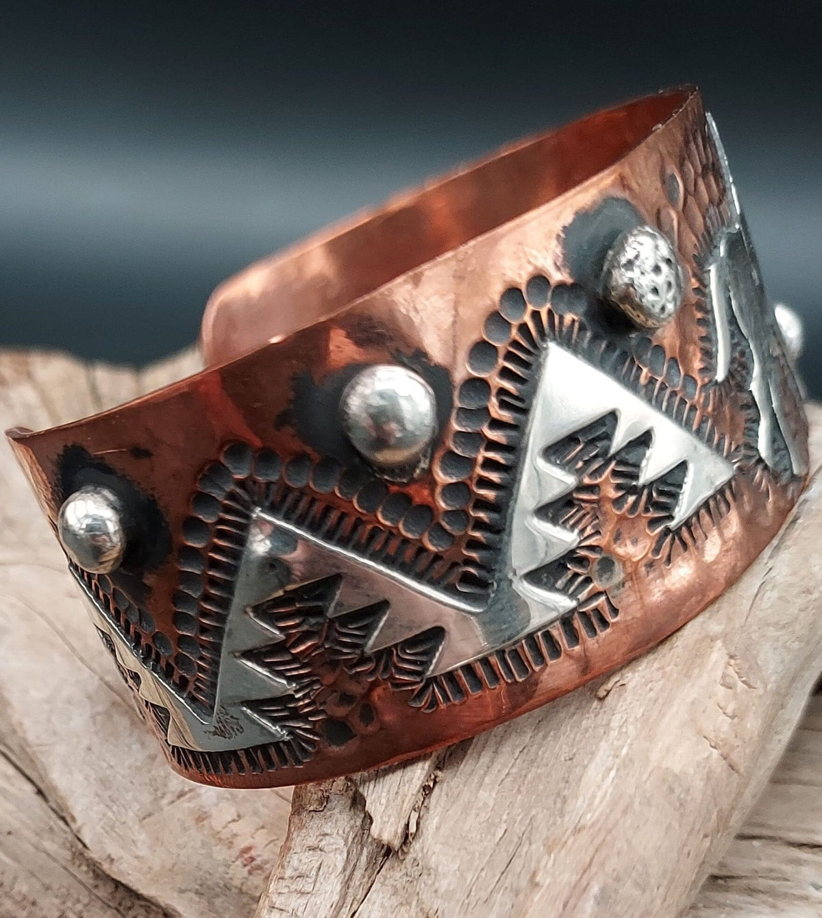 Cuff, Copper w/ Sterling Overlay – Running Horse - CRBJ12
