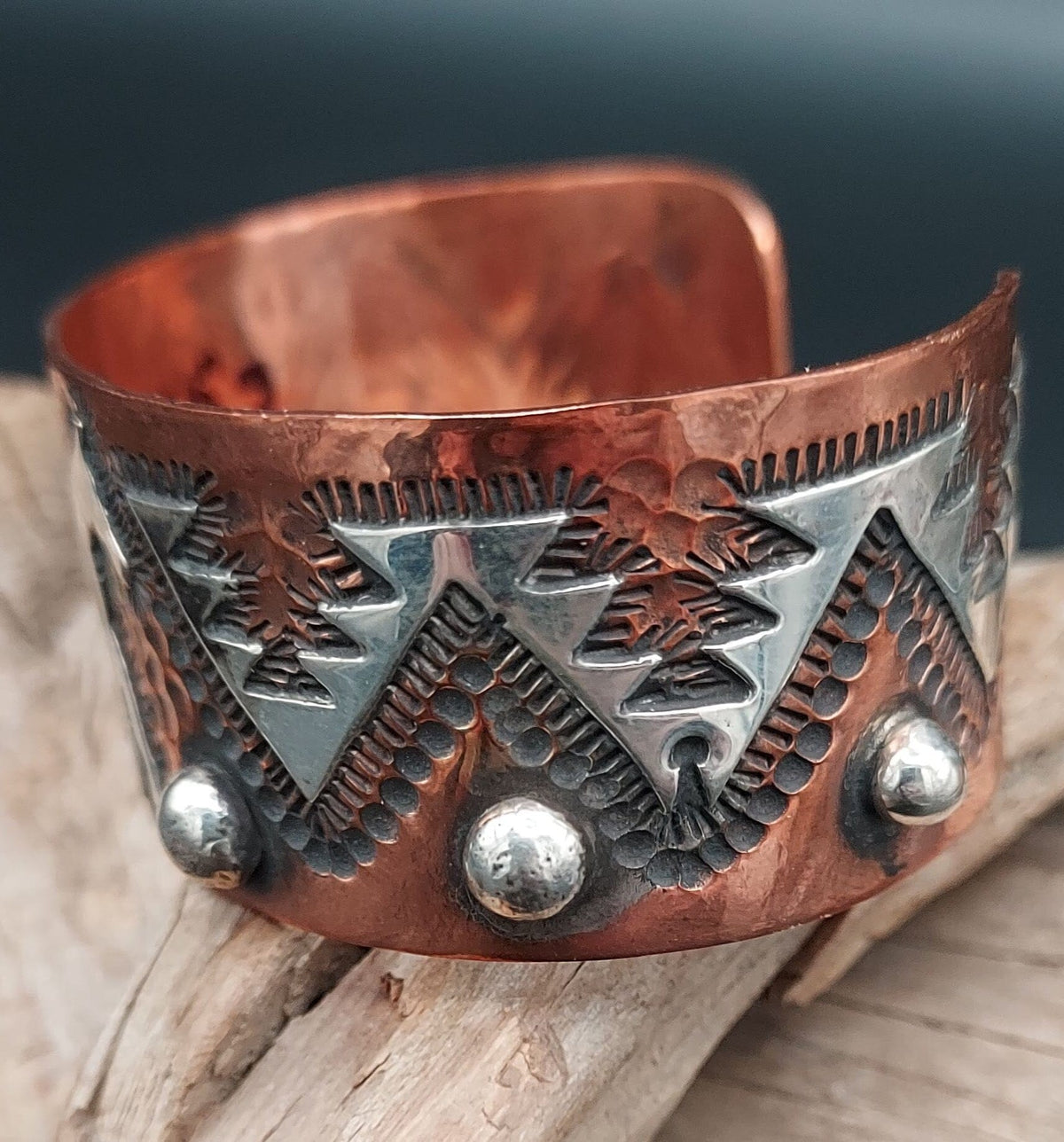 Cuff, Copper w/ Sterling Overlay – Running Horse - CRBJ12