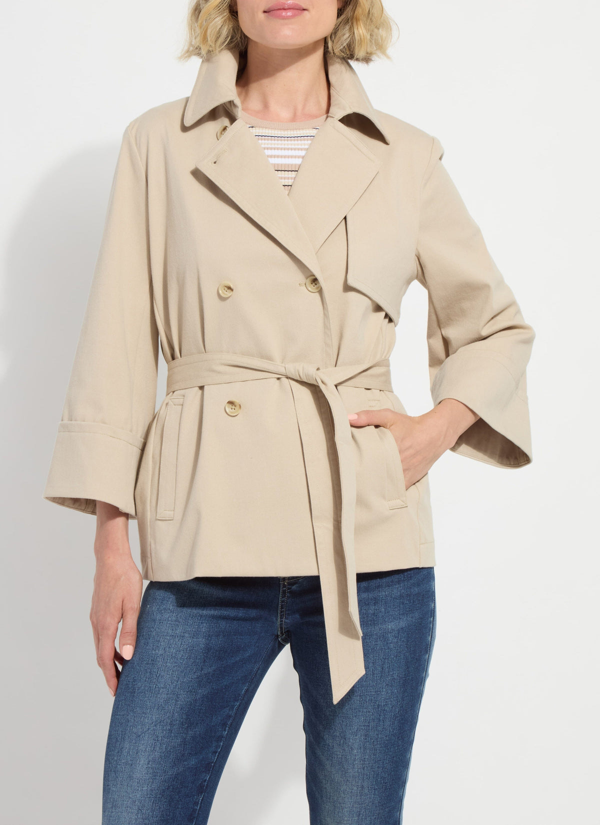Dakota Khaki Cropped Trench - LY3808
