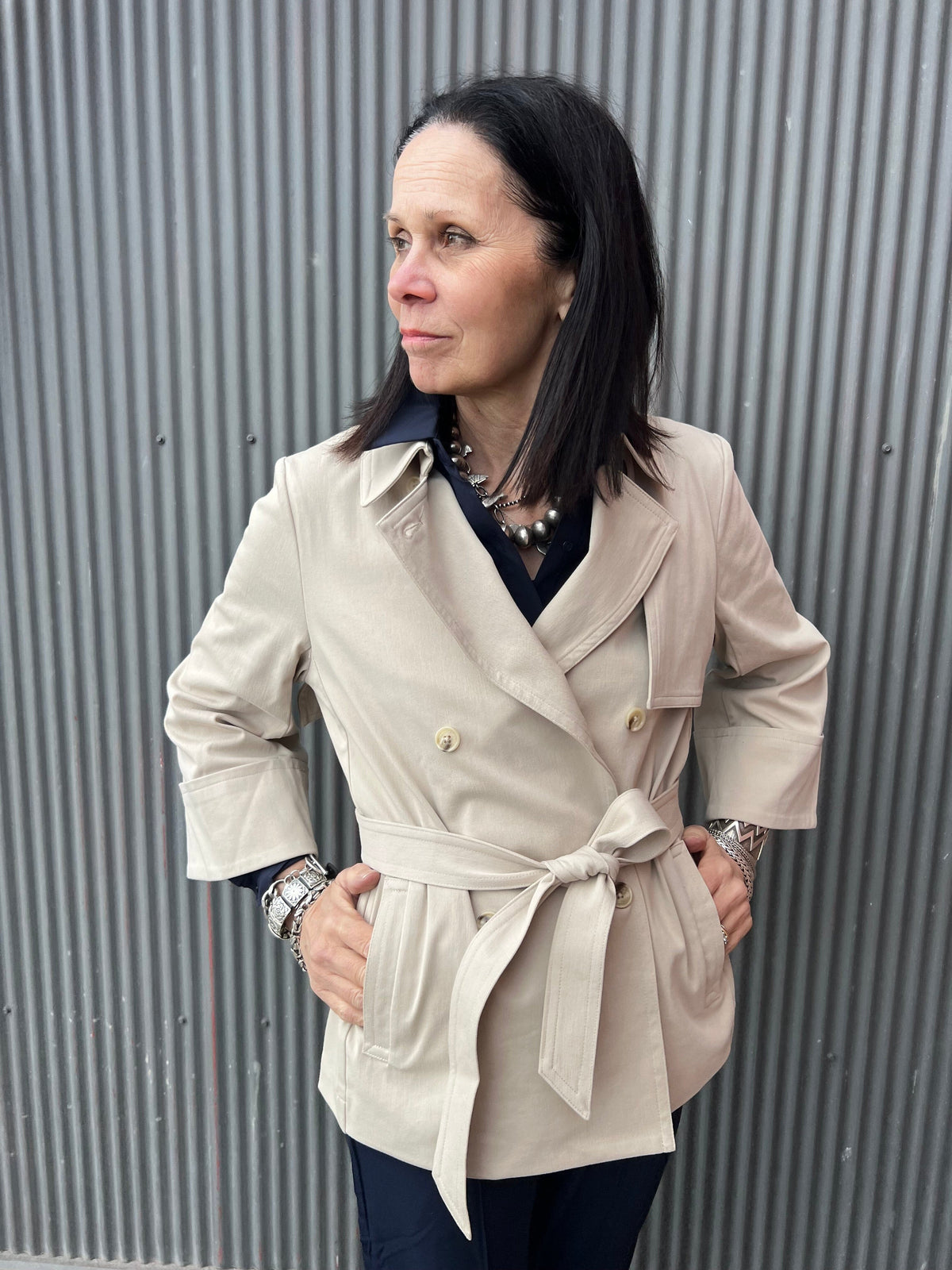 Dakota Khaki Cropped Trench - LY3808