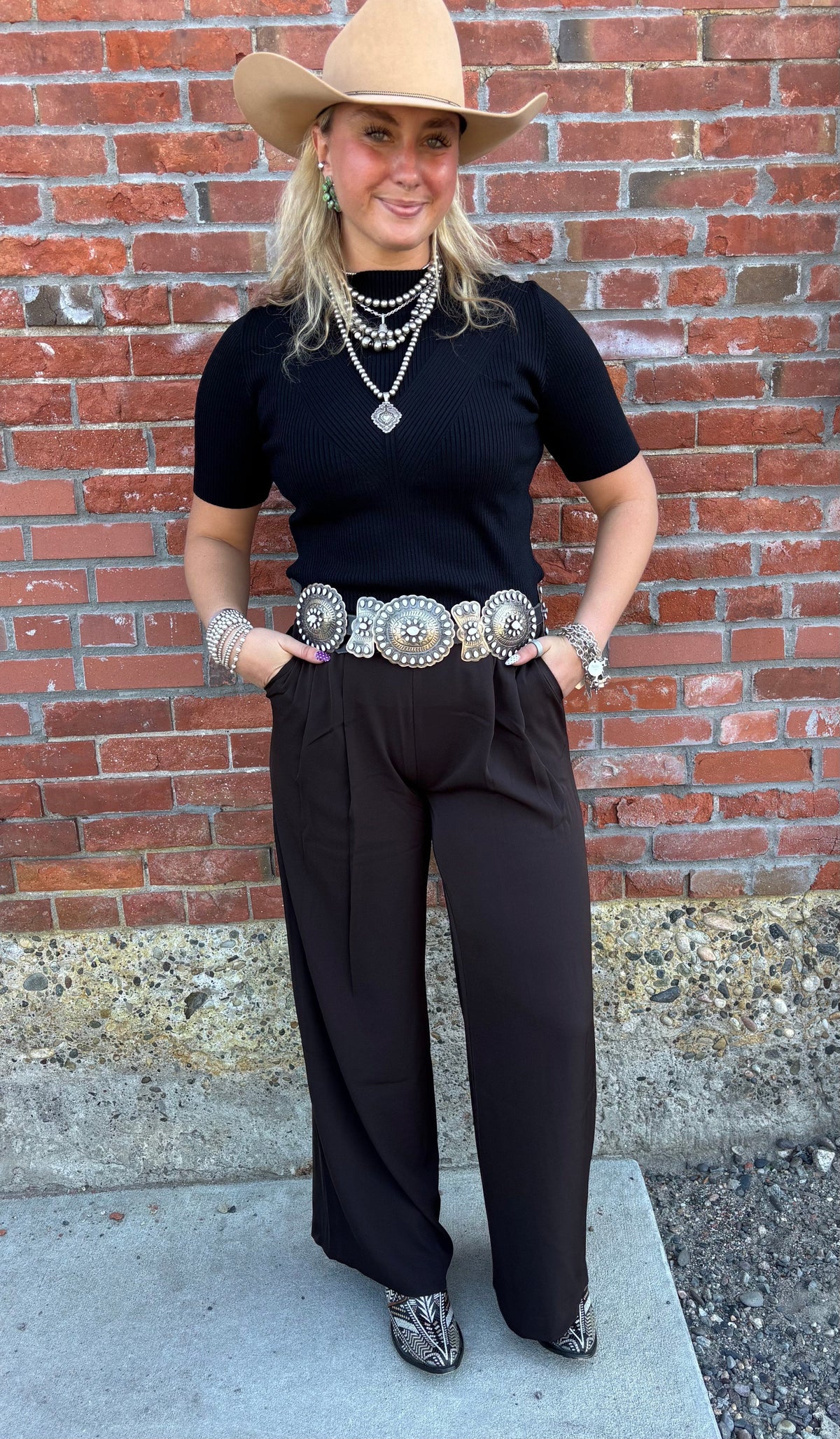 Darcy Pleated Wide Leg Trouser - Espresso - Lysse - LY3660E