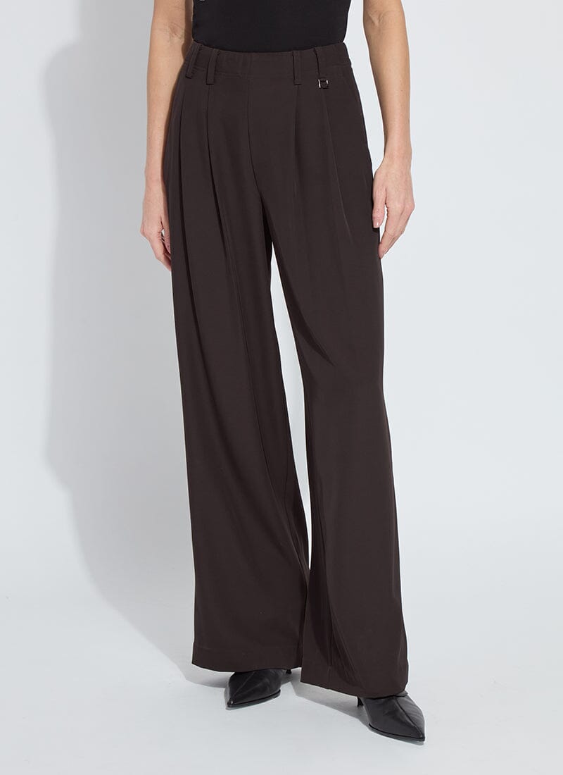 Darcy Pleated Wide Leg Trouser - Espresso - Lysse - LY3660E