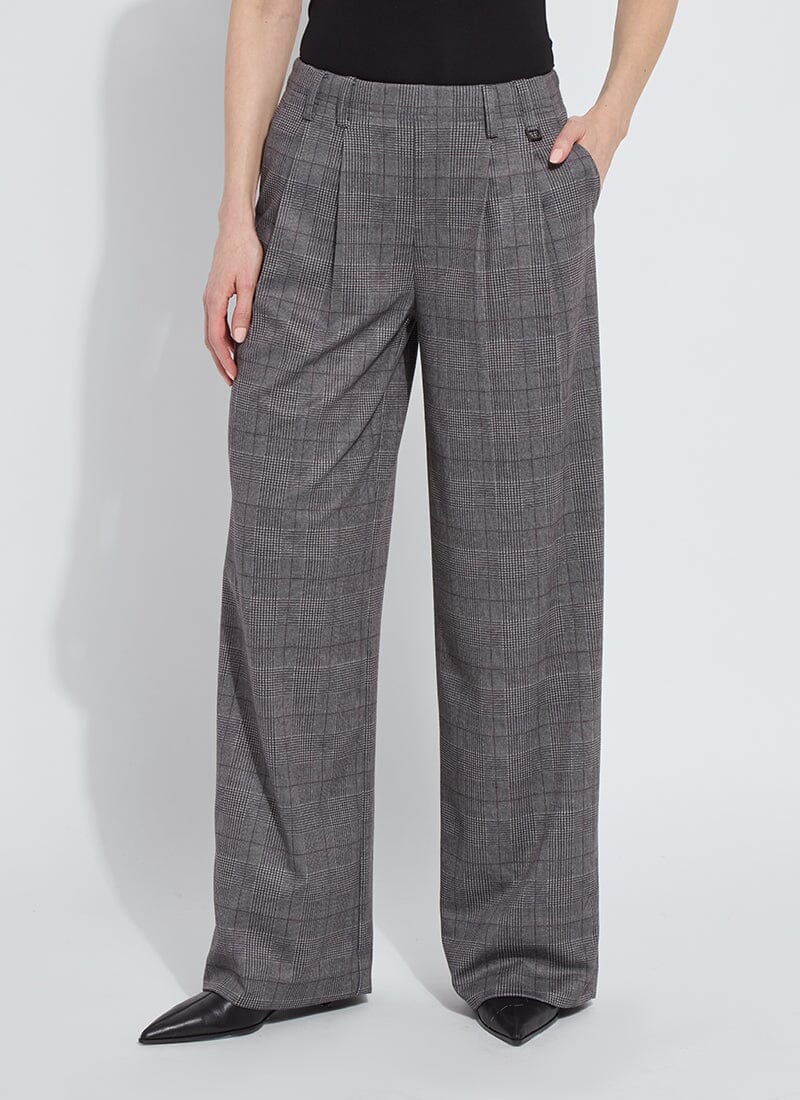 Darcy Pleated Wide Leg Trouser - London Glen Plaid - LY3718