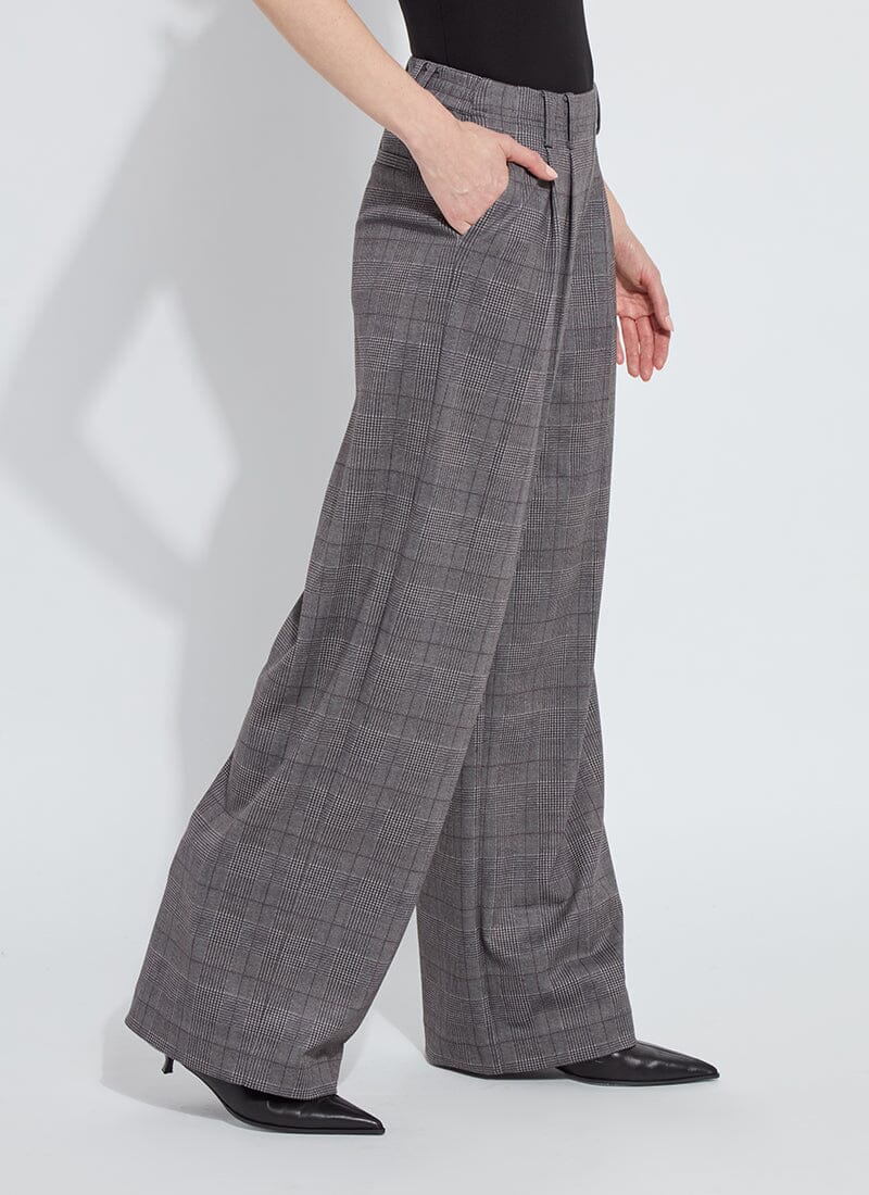 Darcy Pleated Wide Leg Trouser - London Glen Plaid - LY3718