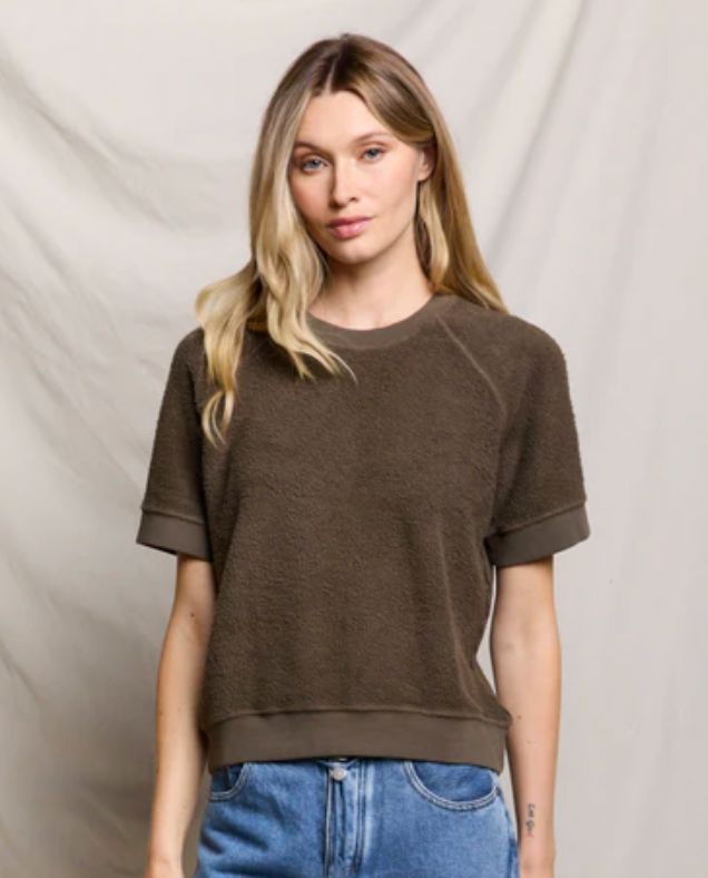 Dark Olive Kennedy Short Sleeve Reversed Top - KENDO