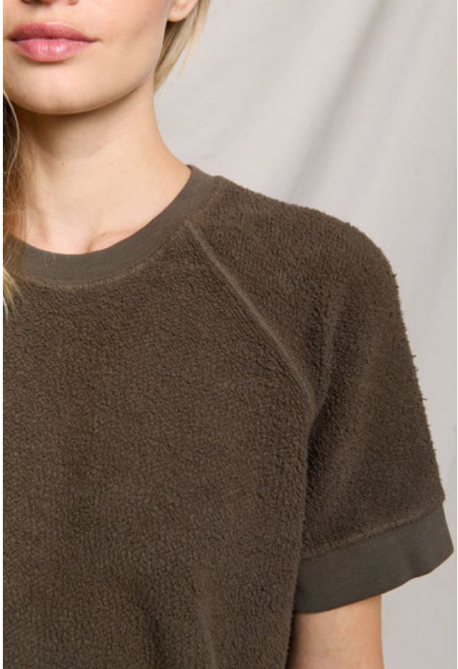 Dark Olive Kennedy Short Sleeve Reversed Top - KENDO