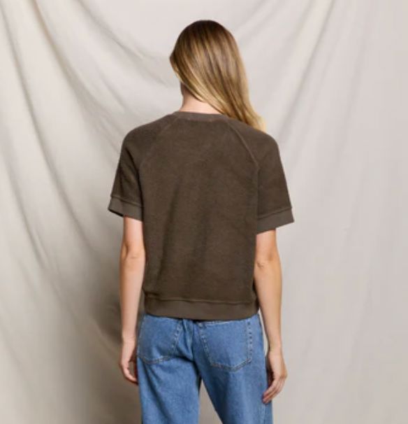 Dark Olive Kennedy Short Sleeve Reversed Top - KENDO