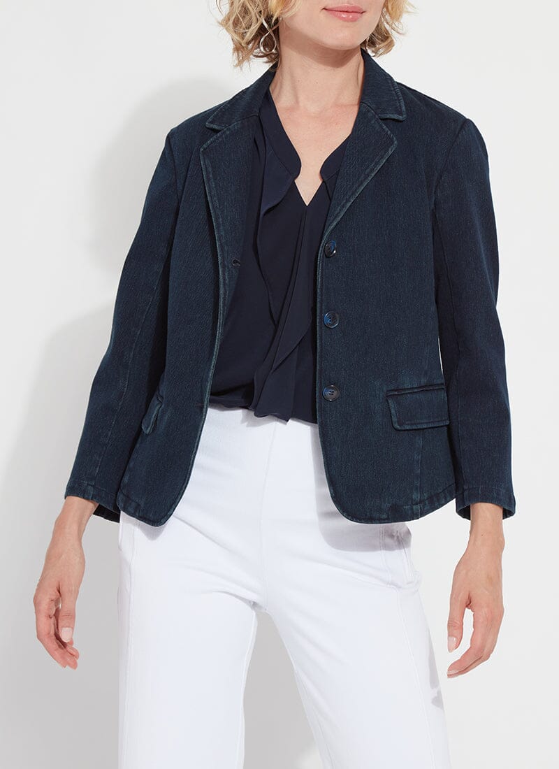 Della Indigo Denim Cropped Blazer - Lysse - LY3310