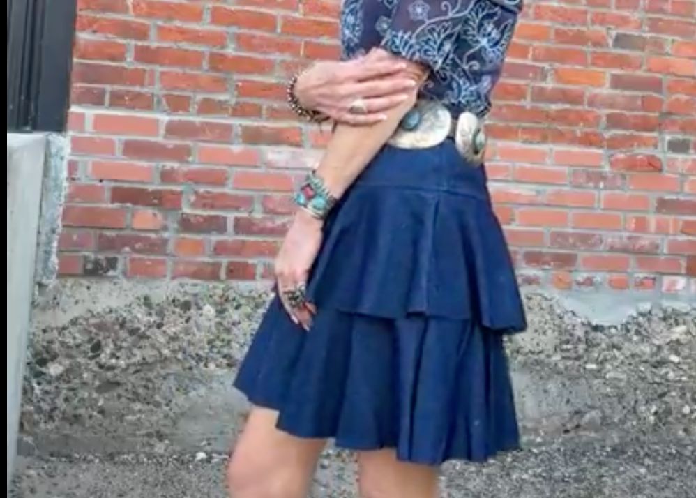 Denim Knit Tiered Skirt - 4730D
