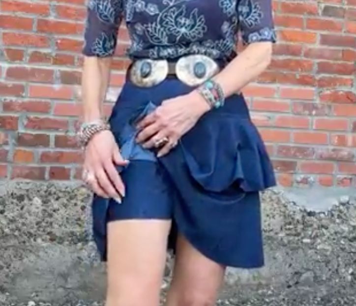 Denim Knit Tiered Skirt - 4730D