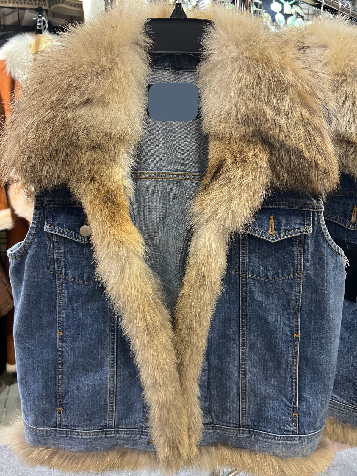 Denim Vest/Coyote Fur Trim - CT213W