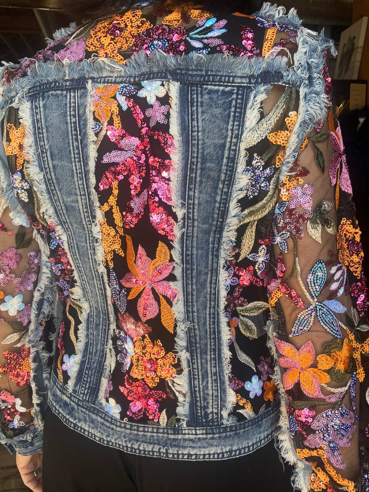 Denim/Lace Jacket - Blue & Pink - A72178