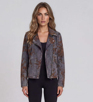 Distressed Denim Moto Jacket - 2714J