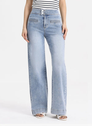 Double Button HR/WL Lt Wash Jeans - BY8146