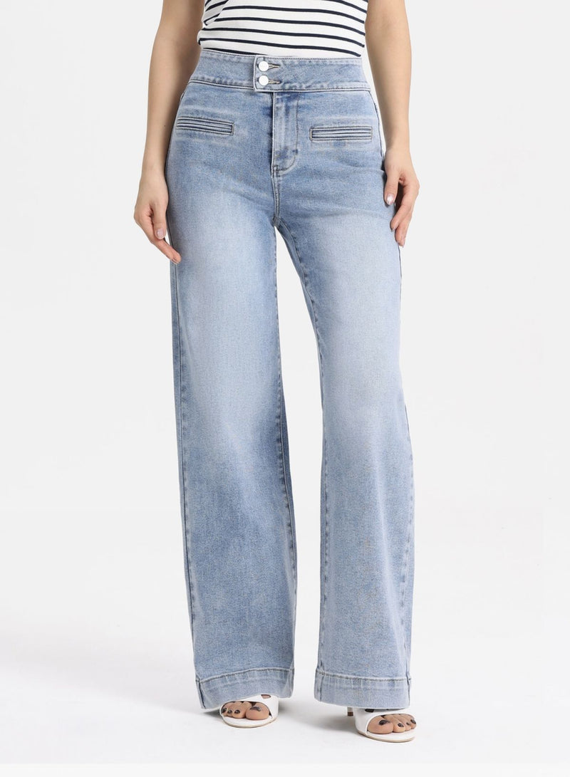Double Button HR/WL Lt Wash Jeans - BY8146