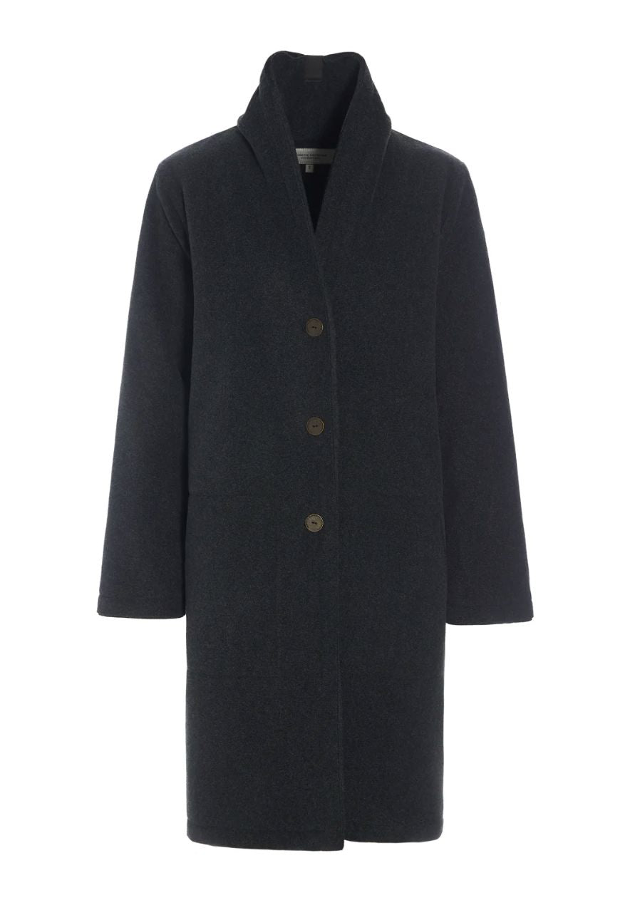 Double Layered Fleece Coat - Soft Black - Henriette Steffensen - 7165SB